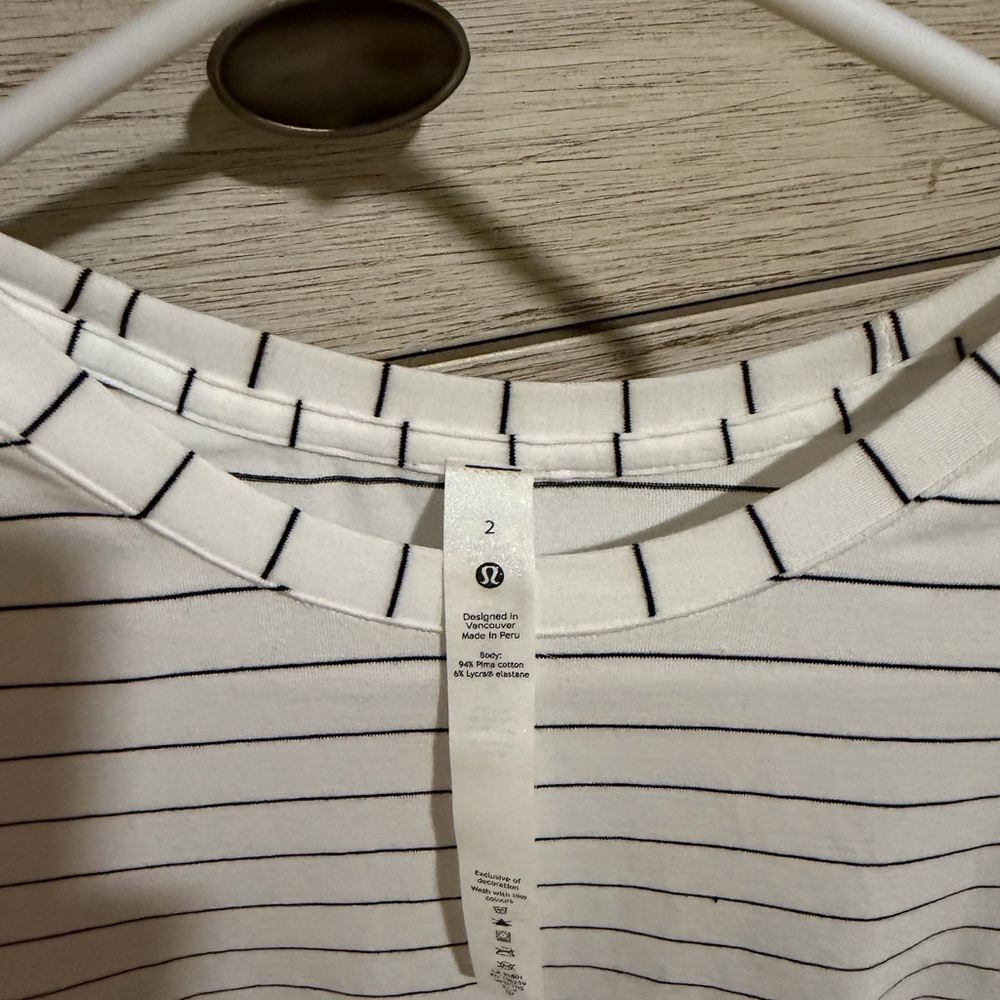 lululemon athletica White and Black Striped Tee - Picture 2 of 2